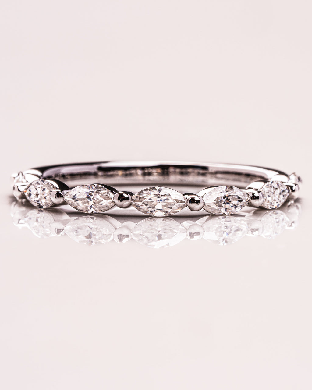 0.70 TCW Marquise Moissanite Half Eternity Wedding Band