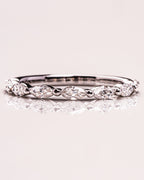 0.70 TCW Marquise Moissanite Half Eternity Wedding Band