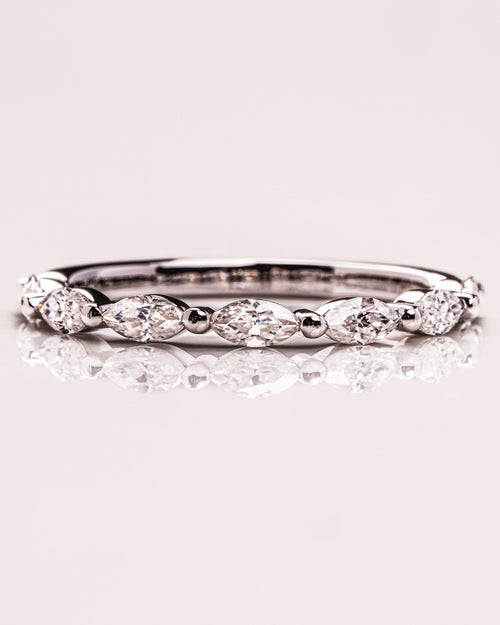 0.70 TCW Marquise Moissanite Half Eternity Wedding Band