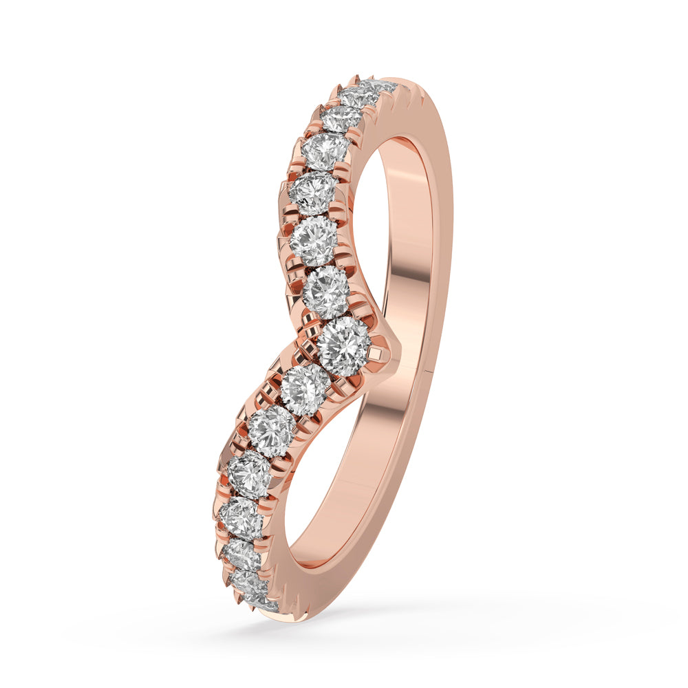 V Shaped Wedding Band - Half Eternity