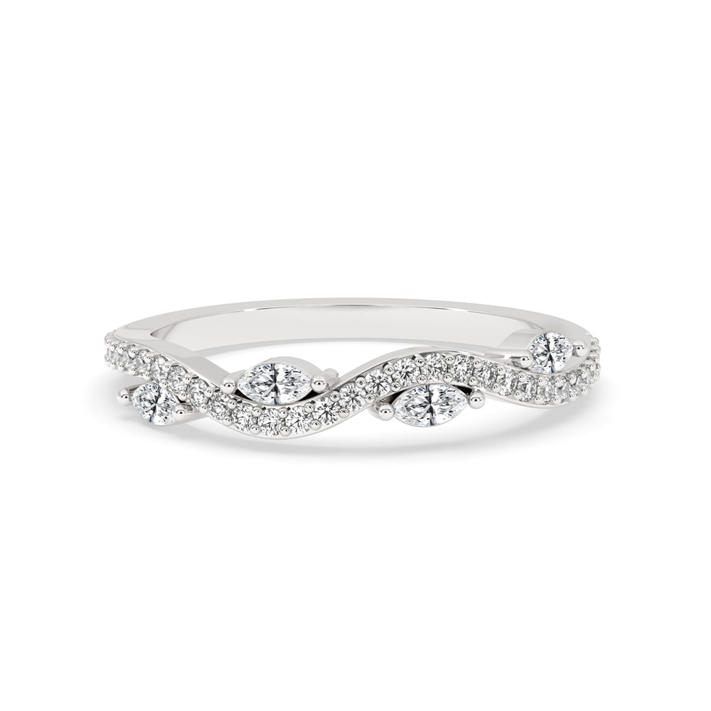 Twisted Wedding Band – Unique Round Diamond Setting Main image
