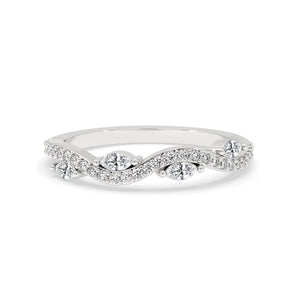 Twisted Wedding Band – Unique Round Diamond Setting