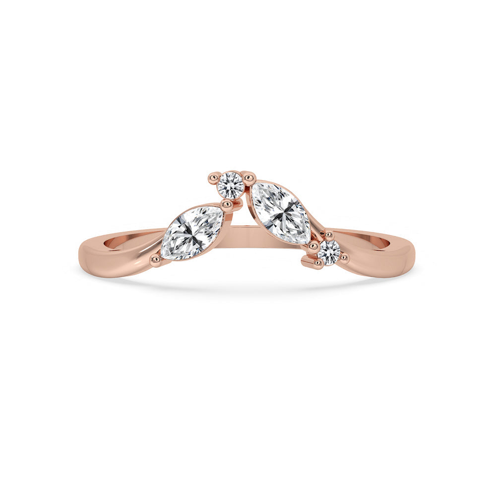 Marquise Diamond Wedding Band – V Shape Style