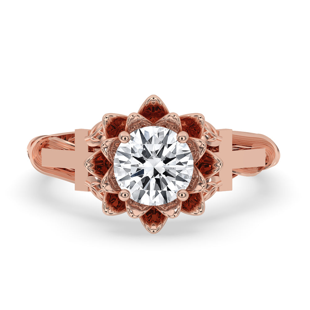 Flower Engagement Ring with Dazzling Round Diamond