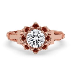 Flower Engagement Ring with Dazzling Round Diamond