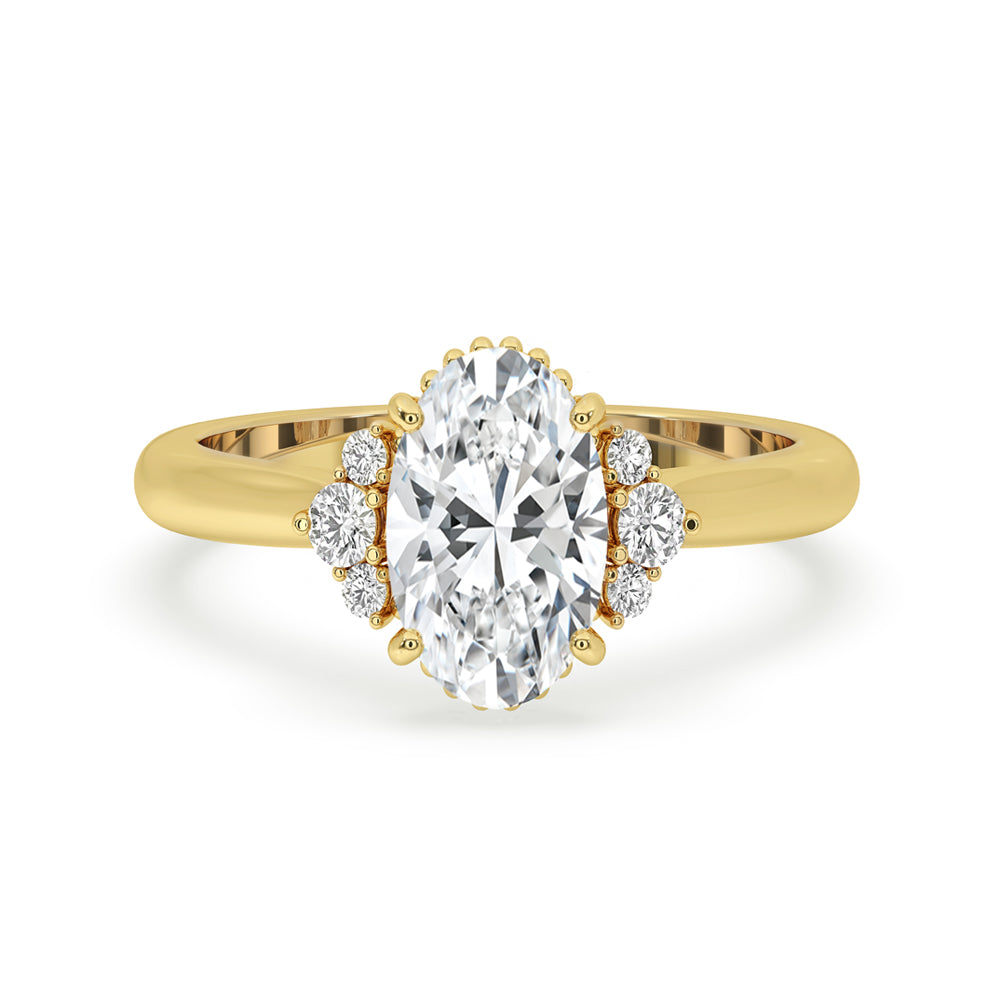 Oval Diamond Engagement Ring In Yellow Gold