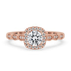 Round Halo Engagement Ring With Side Stones