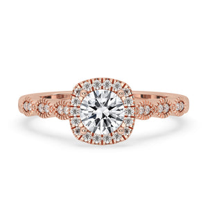 Round Halo Engagement Ring With Side Stones