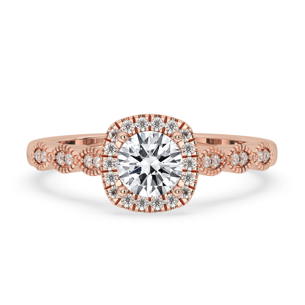 Round Halo Engagement Ring With Side Stones