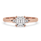 Asscher Cut Diamond Ring with Elegant claw prong setting