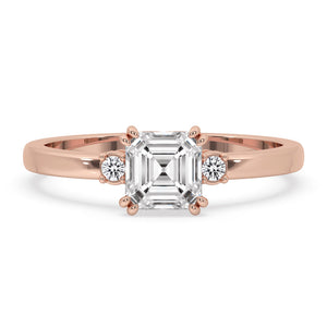 Asscher Cut Diamond Ring with Elegant claw prong setting