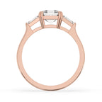Diamond Baguette Ring with Three Stone Setting