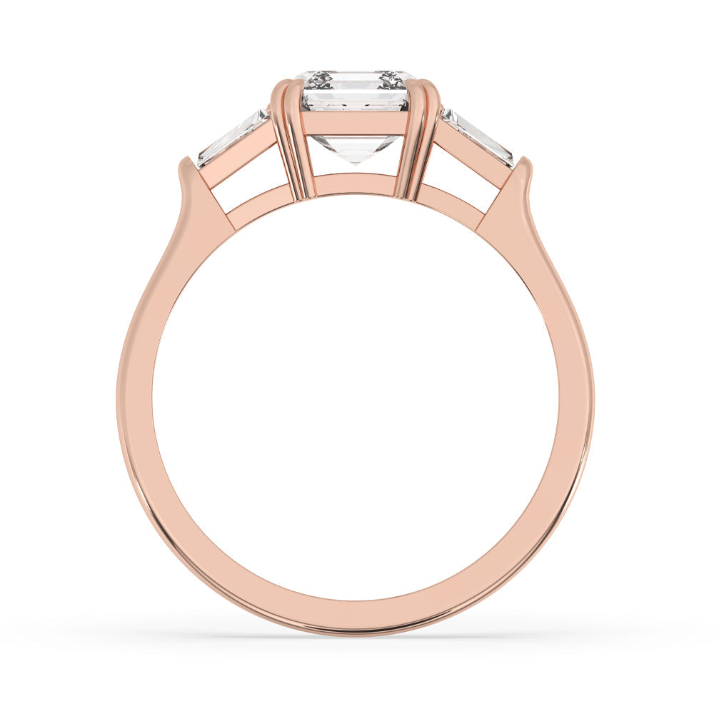 Diamond Baguette Ring with Three Stone Setting