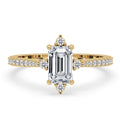 Unique Engagement Ring - Emerald With Round Side Stones
