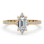 Unique Engagement Ring - Emerald With Round Side Stones