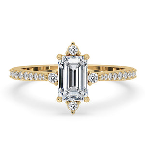 Unique Engagement Ring - Emerald With Round Side Stones