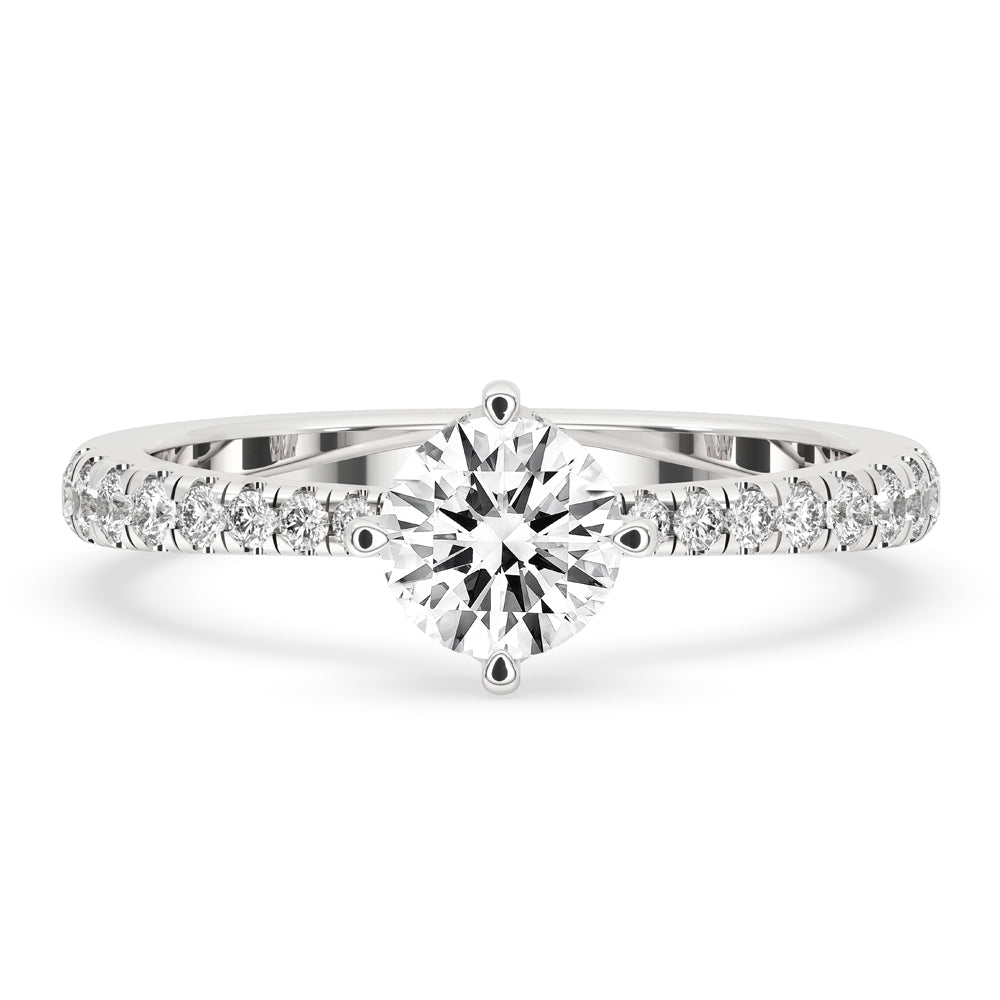 Round Cut Pave Diamond Ring Immagine principale del prodotto