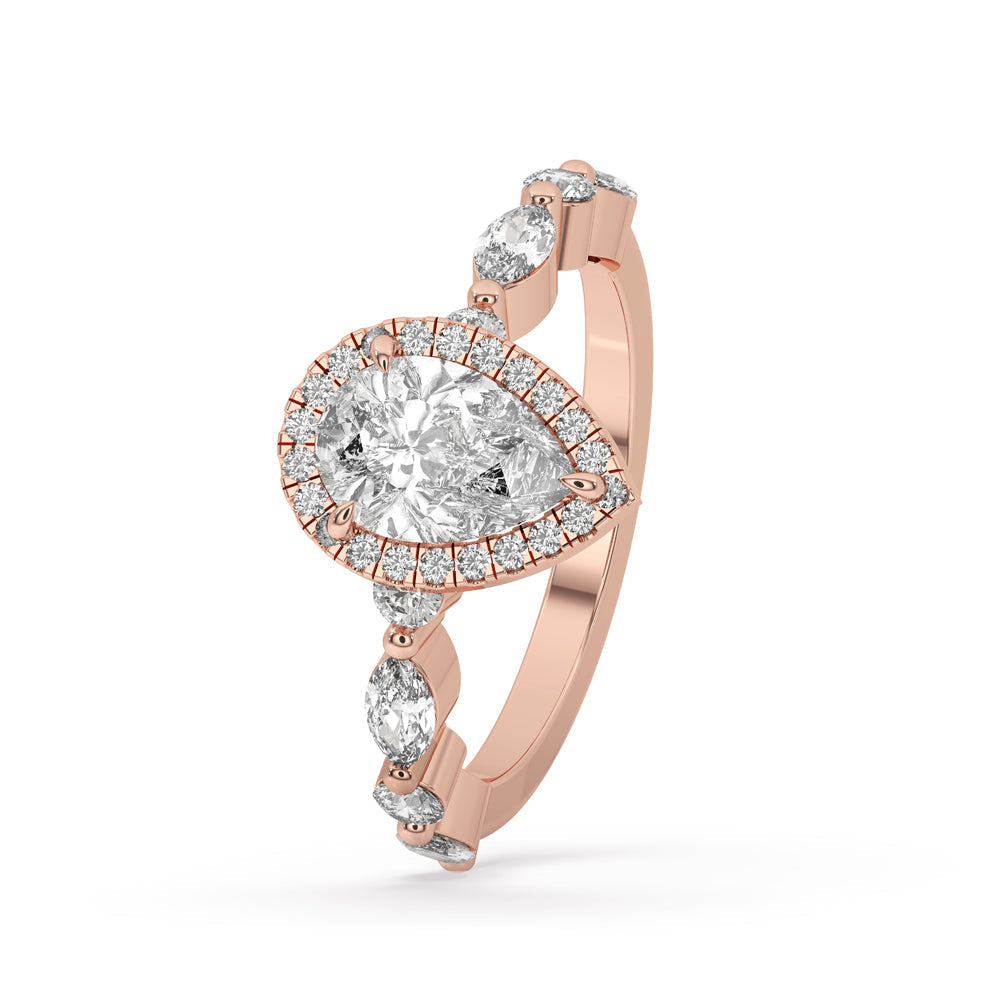 Diamond Pear Engagement Ring In Side Stone Setting