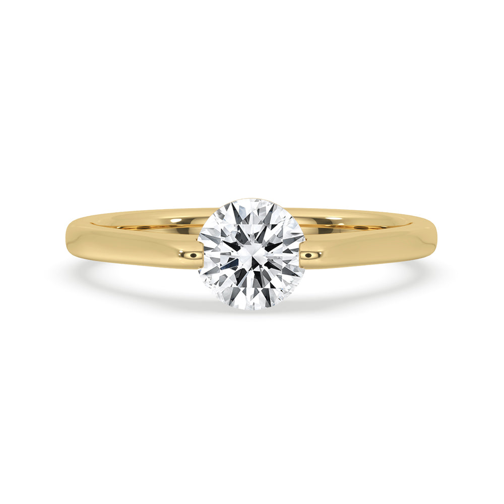 Single Diamond Engagement Ring Round Diamond in Gold Setting