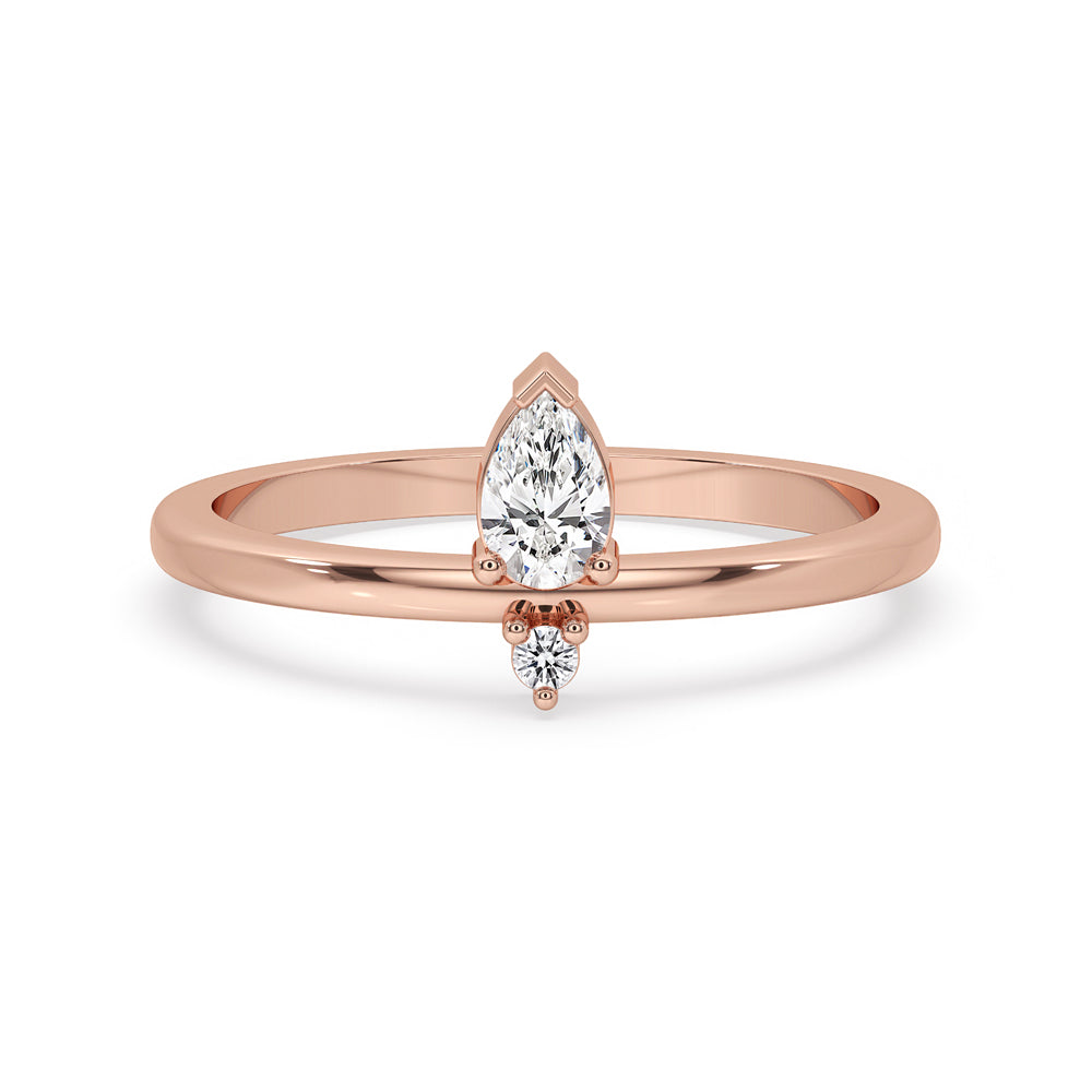 Two Stone Engagement Ring Rose Gold with Double Sparkle
