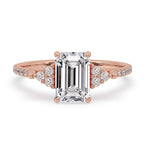 Emerald Cut Engagement Ring with Sparkling Micro Pave