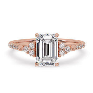 Emerald Cut Engagement Ring with Sparkling Micro Pave