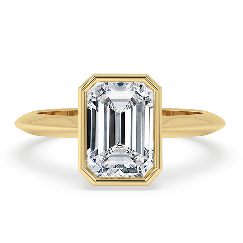 Bezel Emerald Cut Engagement Ring Immagine principale del prodotto
