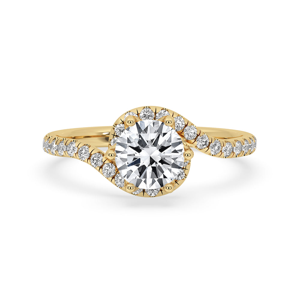 Twisted Engagement Ring Featuring a Sparkling Round Diamond