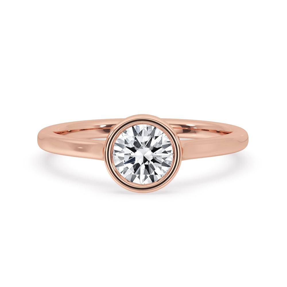 Bezel Engagement Ring With Round Diamond Main image