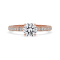 Round Cut Hidden Halo Engagement Ring with Pave Setting