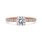 Round Cut Hidden Halo Engagement Ring with Pave Setting