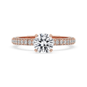Round Cut Hidden Halo Engagement Ring with Pave Setting