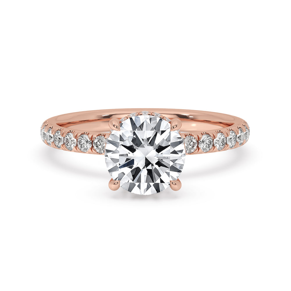 Round Diamond Double Hidden Halo Engagement Ring