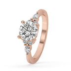 Round Diamond With 4 Round Side Stones Ring