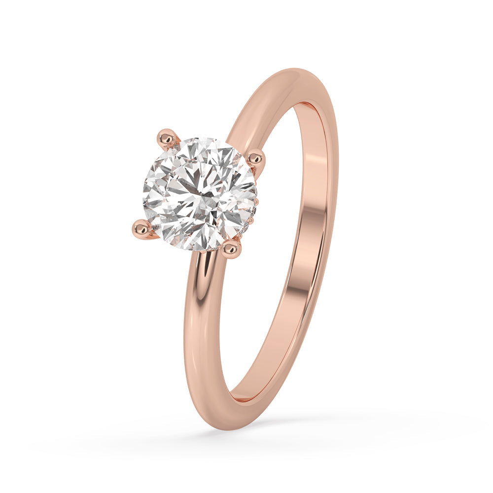 Round Diamond Hidden Halo Engagement Ring