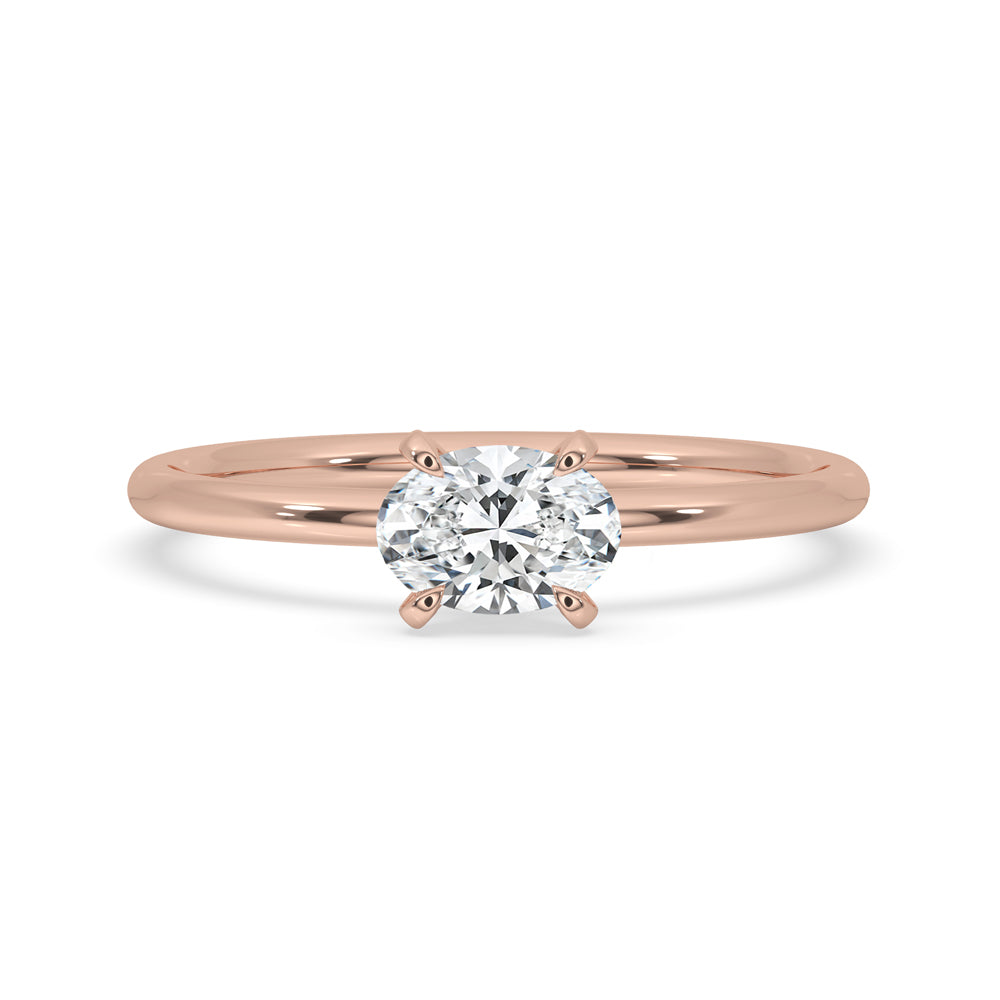 Gold Oval Diamond Engagement Ring With East West Setting Hauptbild