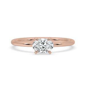 Gold Oval Diamond Engagement Ring With East West Setting