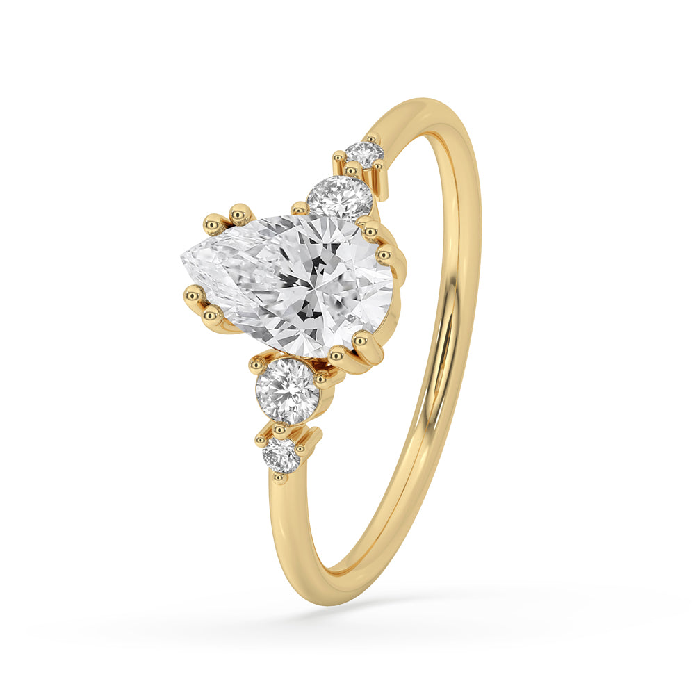 Teardrop Diamond Engagement Ring in Prong Setting Style