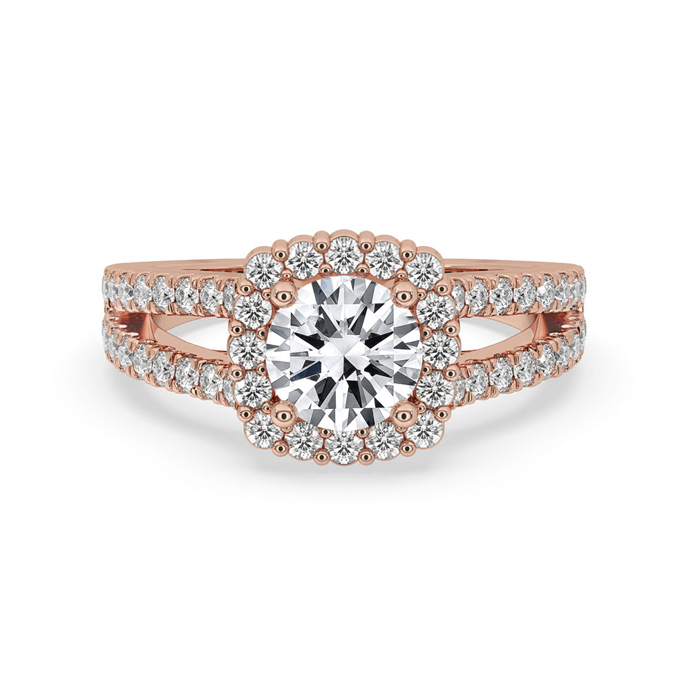 Split Shank Ring With Round Halo Diamond Main image