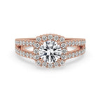 Split Shank Ring With Round Halo Diamond