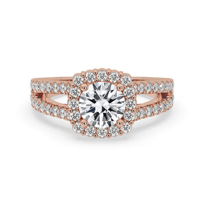 Split Shank Ring With Round Halo Diamond
