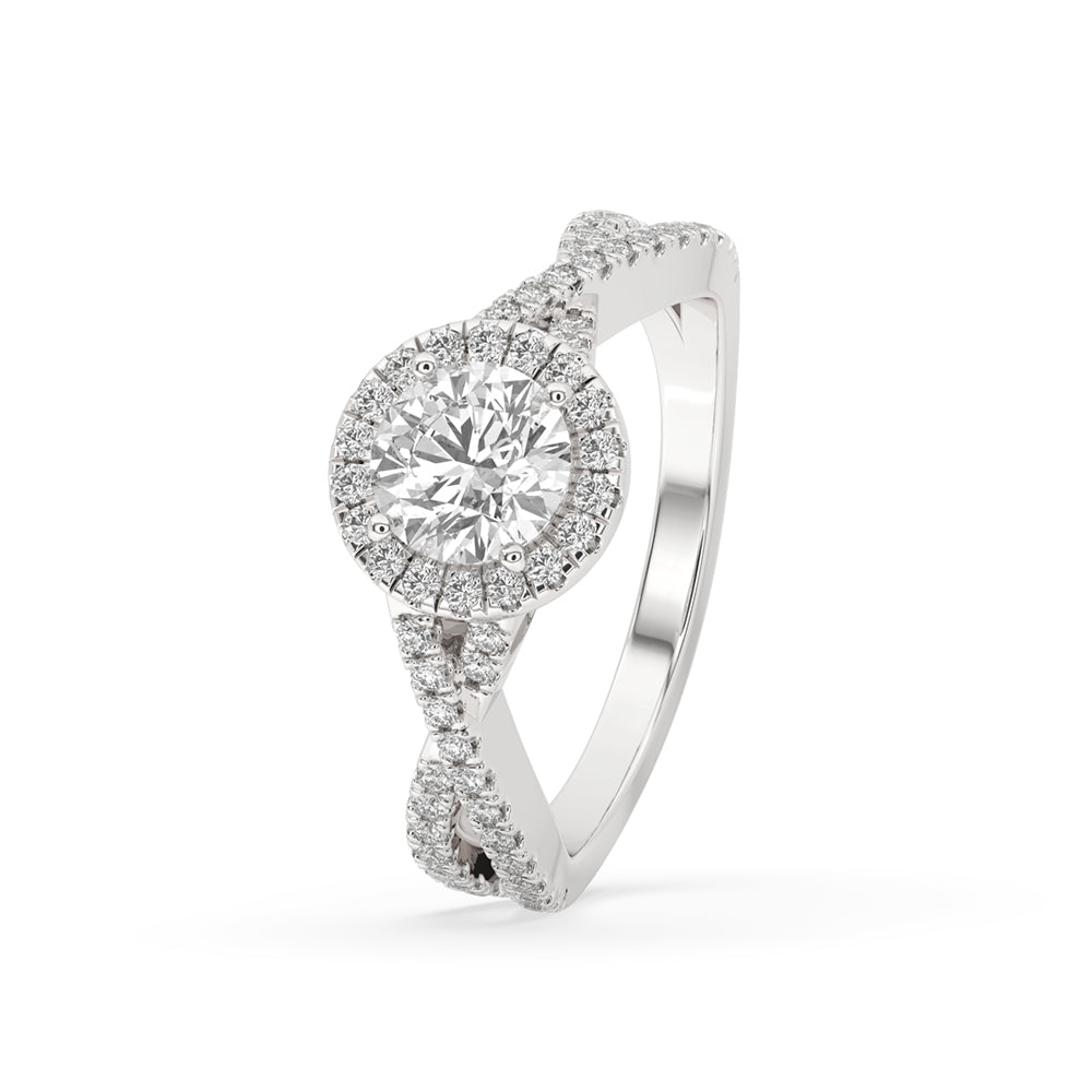 Twisted Engagement Ring With Halo Style