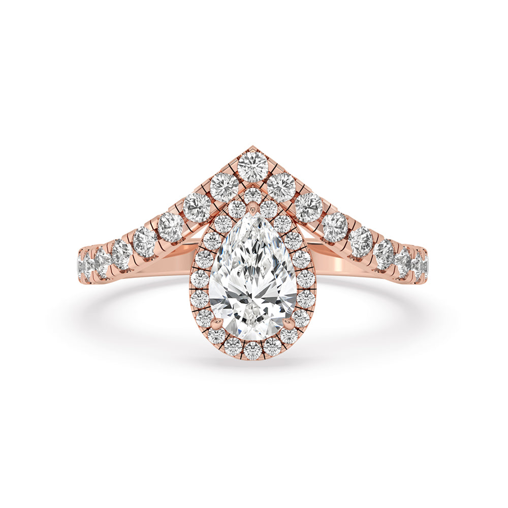 Pear Halo Engagement Ring With Chevron Style Main image