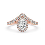 Pear Halo Engagement Ring With Chevron Style