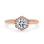 Hexagon Shape Halo Engagement Ring In Rose Gold