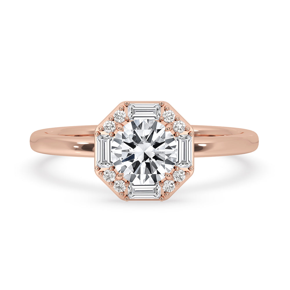 Octagon Ring With Halo Style Main image