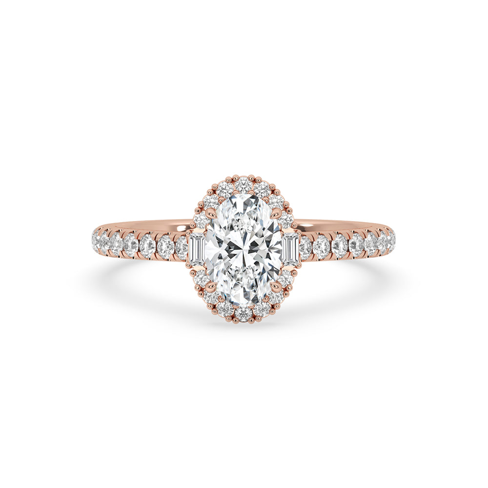 Oval Halo Engagement Ring in Rose Gold Main image