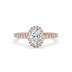 Oval Halo Engagement Ring in Rose Gold