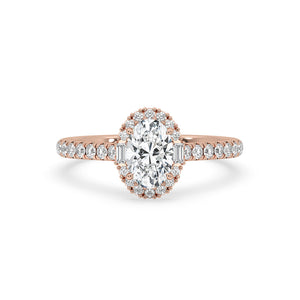 Oval Halo Engagement Ring in Rose Gold