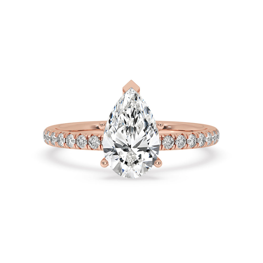 Pear Diamond Pave Band Engagement Ring Main image